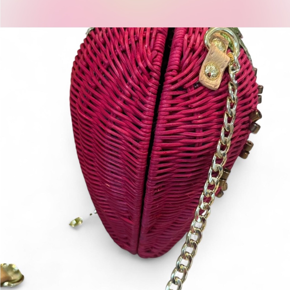 Betsey Johnson Kitsch Strawberry Wicker Bag - Picture 2 of 6